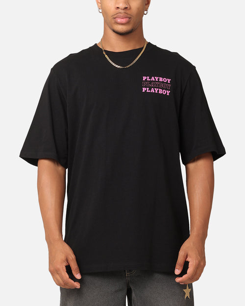 Playboy Wavy Stacked T-Shirt Black