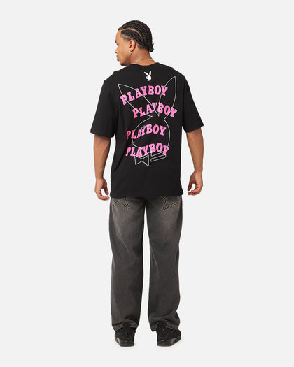Playboy Wavy Stacked T-Shirt Black