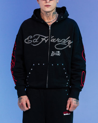 Ed Hardy By Loiter Full Zip Hoodie Black