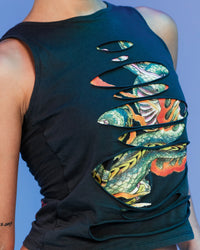 Ed Hardy By Loiter Women's Ripped Dragon Tank Black