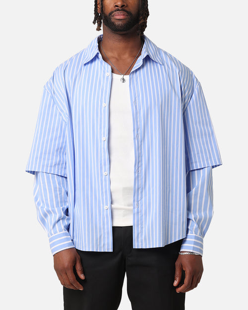 XXIII Double Layer Stripe Button Up Shirt Blue/White
