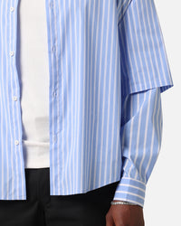 XXIII Double Layer Stripe Button Up Shirt Blue/White