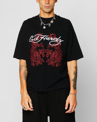Ed Hardy Dragon Oversized T-Shirt Black