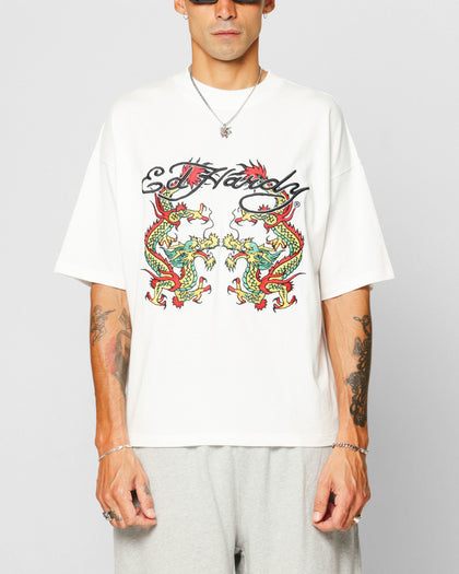 Ed Hardy Dragon Oversized T-Shirt Off White