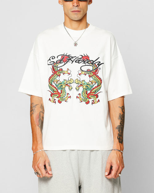 Ed Hardy Dragon Oversized T-Shirt Off White