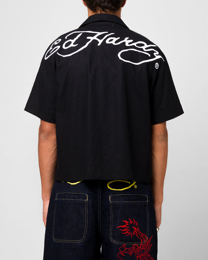 Ed Hardy Dragon Button Up Shirt Black
