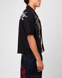 Ed Hardy Dragon Button Up Shirt Black