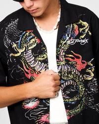 Ed Hardy Dragon Button Up Shirt Black