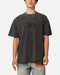 American Thrift X DC Batman The Joker Joker Logos Heavy T-Shirt Black Wash