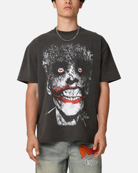 American Thrift X DC Batman The Joker Smile Heavyweight T-Shirt Black Wash