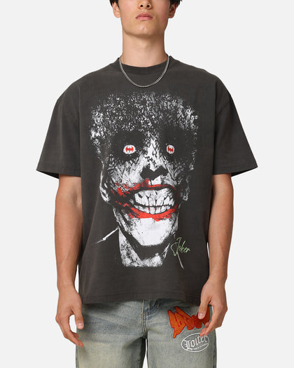 American Thrift X DC Batman The Joker Smile Heavyweight T-Shirt Black Wash