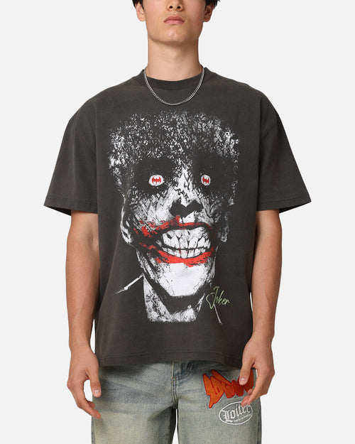 American Thrift X DC Batman The Joker Smile Heavyweight T-Shirt Black Wash