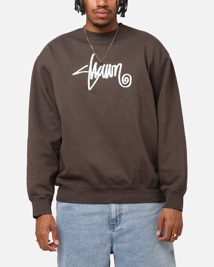 S Double Shawn Script Crewneck Washed Brown