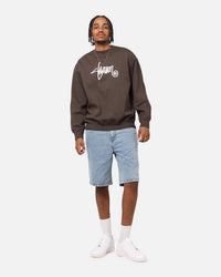 S Double Shawn Script Crewneck Washed Brown