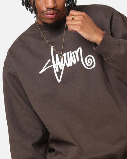S Double Shawn Script Crewneck Washed Brown