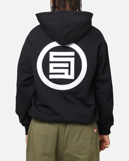 S Double Applique Zip-Up Hoodie Black