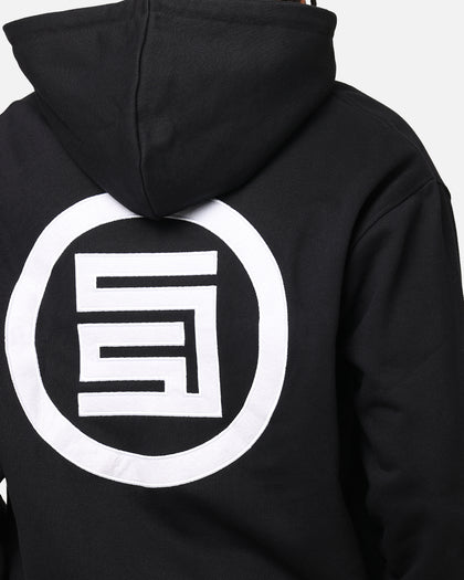 S Double Applique Zip-Up Hoodie Black