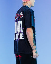 Ed Hardy By Loiter Poison Vintage T-Shirt Black Acidwash