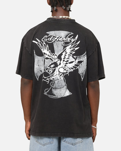 Ed Hardy Flight Premium T-Shirt Black Acidwash