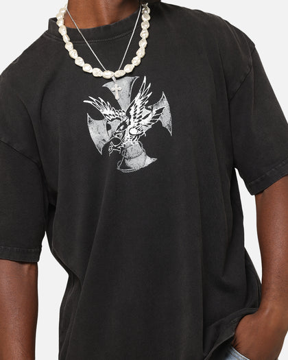 Ed Hardy Flight Premium T-Shirt Black Acidwash