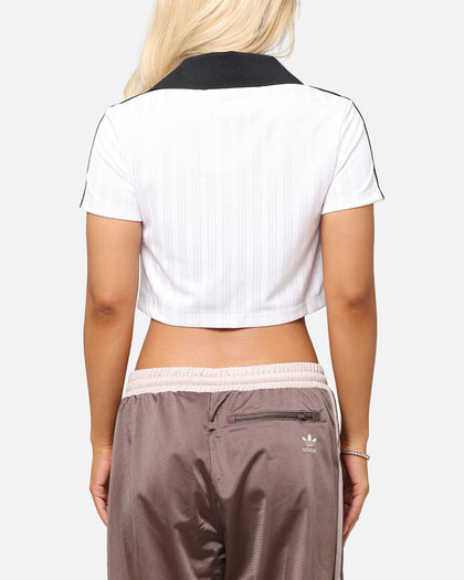 Adidas Women's Jacquard Crop Polo Shirt White