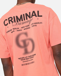 Criminal Damage International T-Shirt Coral