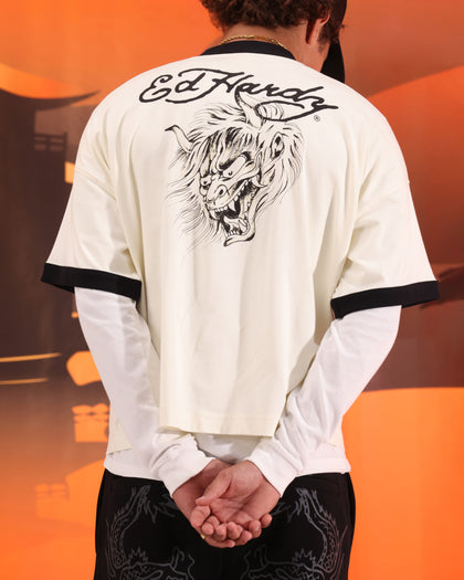 Ed Hardy Devil Ringer T-Shirt Off White