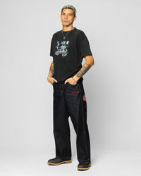 Ed Hardy Dragon Chest T-Shirt Black Acidwash