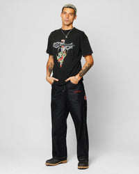 Ed Hardy Dragon Logo T-Shirt Black Acidwash