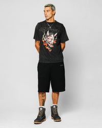 Ed Hardy Horns T-Shirt Black Acidwash