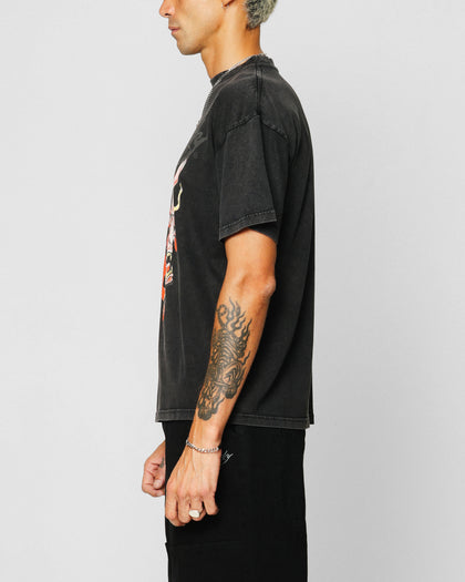 Ed Hardy Horns T-Shirt Black Acidwash