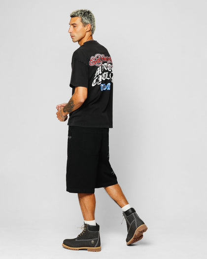 Ed Hardy Motor Cycle Club T-Shirt Black Acidwash