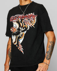 Ed Hardy Motor Cycle Club T-Shirt Black Acidwash