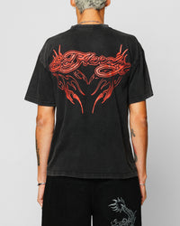 Ed Hardy Tribal T-Shirt Black Acidwash