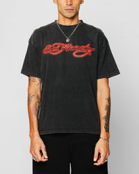 Ed Hardy Tribal T-Shirt Black Acidwash