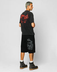 Ed Hardy Tribal T-Shirt Black Acidwash