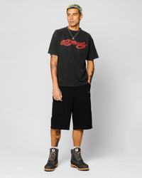 Ed Hardy Tribal T-Shirt Black Acidwash