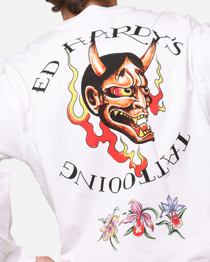 Ed Hardy Ed's Tattooing Long Sleeve T-Shirt Off White