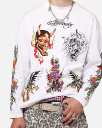 Ed Hardy Ed's Tattooing Long Sleeve T-Shirt Off White