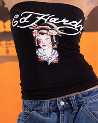 Ed Hardy Women's Geisha Boob Tube Black