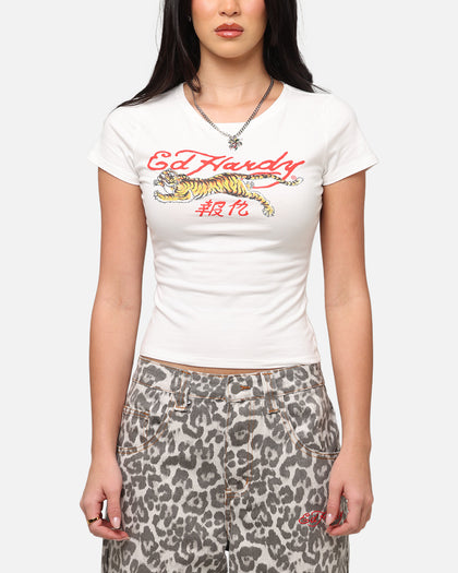 Ed Hardy Women's Tiger Baby T-Shirt White