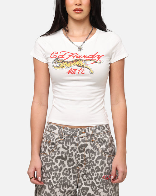 Ed Hardy Women's Tiger Baby T-Shirt White