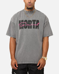 Saint Morta Flux Mock Neck T-Shirt Washed Charcoal