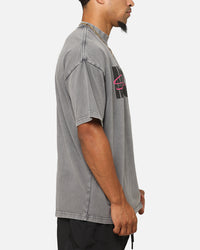 Saint Morta Flux Mock Neck T-Shirt Washed Charcoal