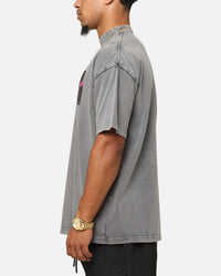 Saint Morta Flux Mock Neck T-Shirt Washed Charcoal