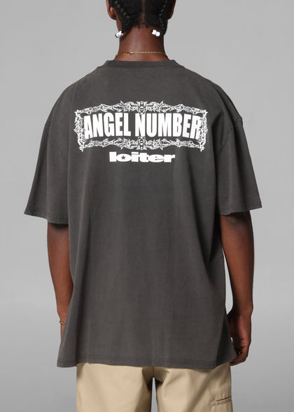 Loiter Angel Number T-Shirt Black Wash