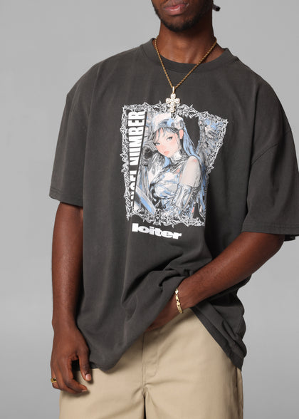 Loiter Angel Number T-Shirt Black Wash