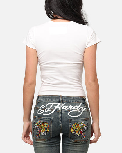 Ed Hardy Women's Butterfly Baby T-Shirt White