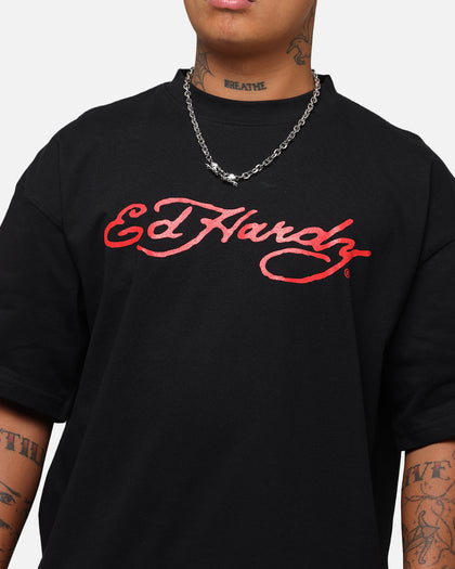 Ed Hardy Flourish Script T-Shirt Black