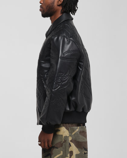 Loiter Fury Vegan Leather Jacket Washed Black